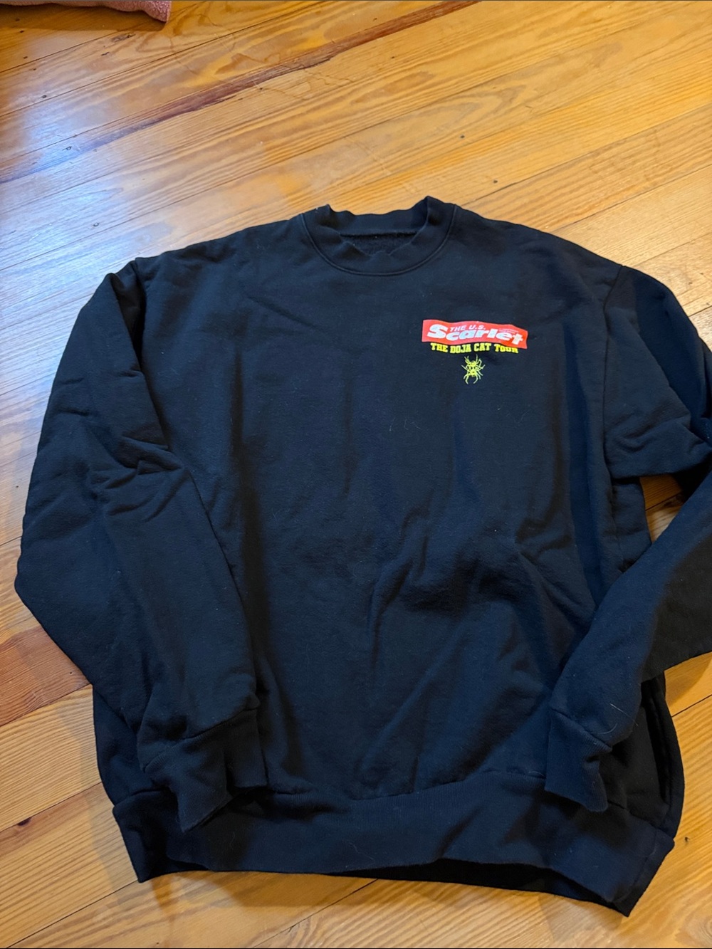 Merch Table purchased-concert black Crewneck Sweatshirt Doja Cat